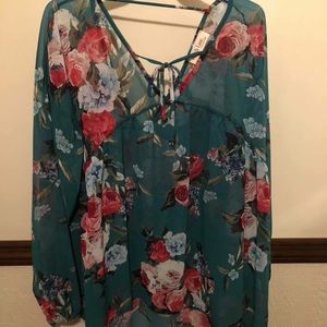 Sheer long sleeve top